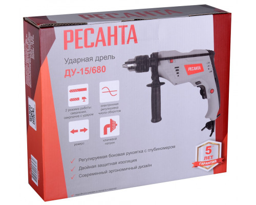 Дрель ударная Ресанта ДУ-15/680 75/8/2