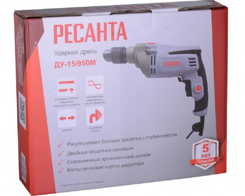 Дрель ударная Ресанта ДУ-15/950М 75/8/4