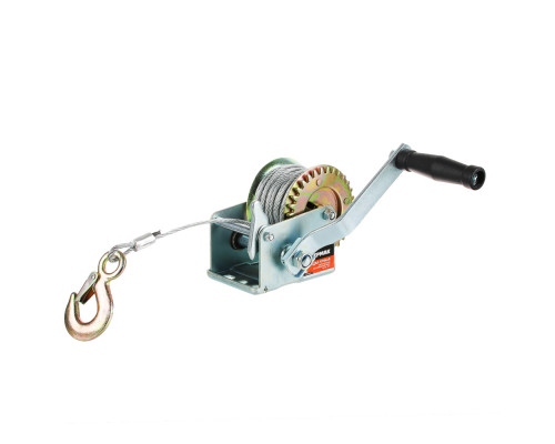 Ручная шестеренчатая лебедка ЕРМАК TRT 1201C (металлический трос) 450кг, длина троса 10м 737-015