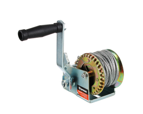 Ручная шестеренчатая лебедка ЕРМАК TRT 1201C (металлический трос) 450кг, длина троса 10м 737-015