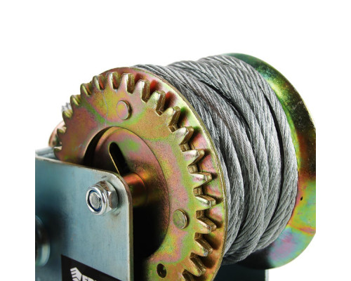 Ручная шестеренчатая лебедка ЕРМАК TRT 1201C (металлический трос) 450кг, длина троса 10м 737-015