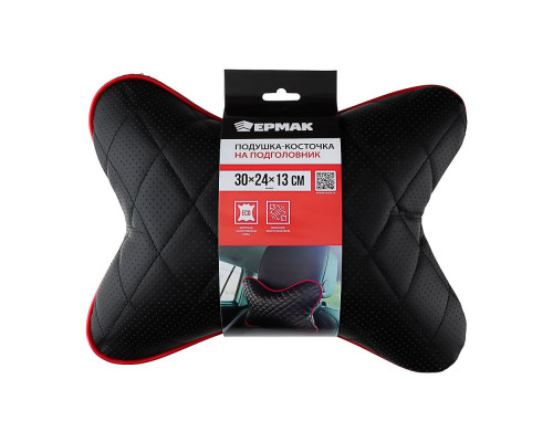 Подушка-косточка на подголовник, искусственная кожа, эластичная лента, 30х24х13 см ЕРМАК 732-075