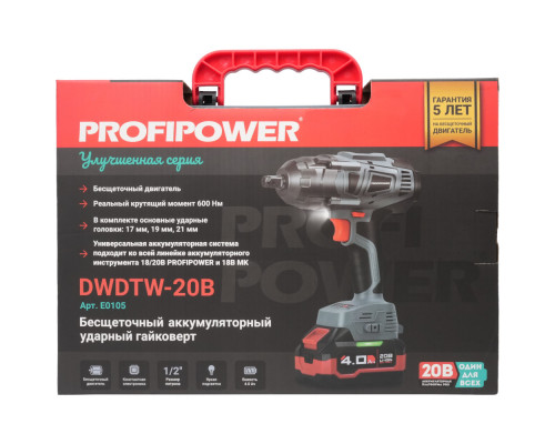 Гайковерт аккумуляторный PROFIPOWER DWDTW-20V E0105M1