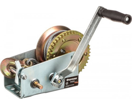 Ручная шестеренчатая лебедка ЕРМАК TRT 1201C (металлический трос) 900кг, длина троса 10м 737-011