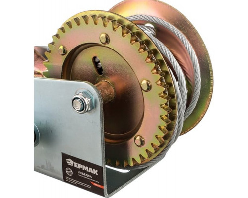 Ручная шестеренчатая лебедка ЕРМАК TRT 1201C (металлический трос) 900кг, длина троса 10м 737-011