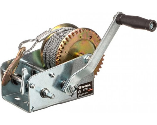 Ручная шестеренчатая лебедка ЕРМАК TRT 1301C металлический трос, 1350кг, длина троса 10м 737-013