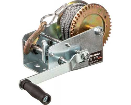 Ручная шестеренчатая лебедка ЕРМАК TRT 1301C металлический трос, 1350кг, длина троса 10м 737-013