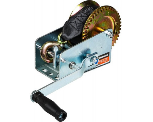 Ручная шестеренчатая лебедка ЕРМАК TRT 1201S (трос - ремень), 900кг, длина троса 10м 737-010