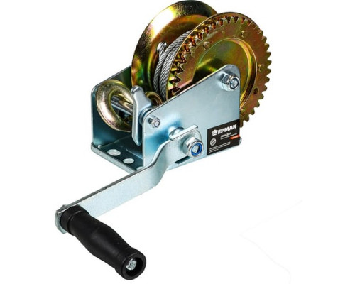 Ручная шестеренчатая лебедка ЕРМАК TRT 1101C металлический трос, 450кг, длина троса 10м 737-009