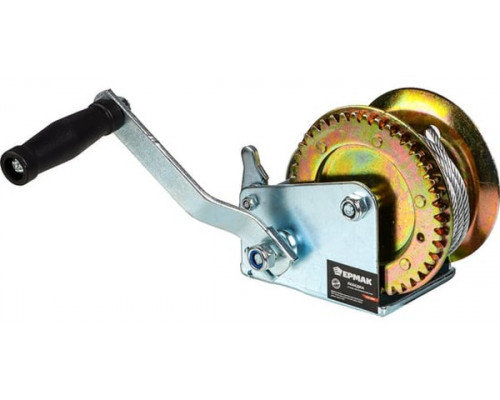 Ручная шестеренчатая лебедка ЕРМАК TRT 1101C металлический трос, 450кг, длина троса 10м 737-009