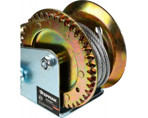 Ручная шестеренчатая лебедка ЕРМАК TRT 1101C металлический трос, 450кг, длина троса 10м 737-009