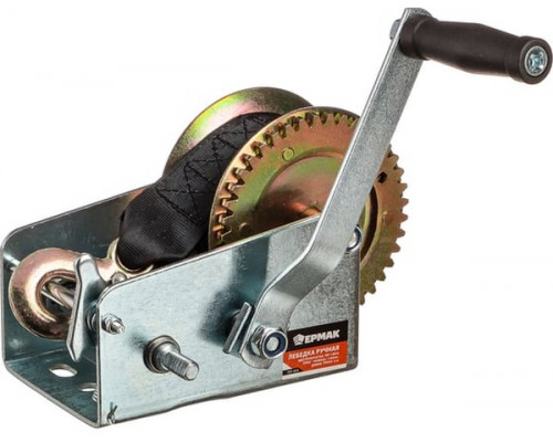 Лебедка ручная шестеренчатая ЕРМАК TRT 1301S (трос - ремень) 1360кг, длина троса 8м 737-023