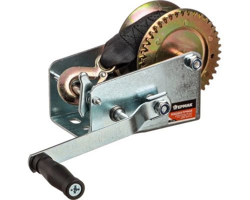 Лебедка ручная шестеренчатая ЕРМАК TRT 1301S (трос - ремень) 1360кг, длина троса 8м 737-023