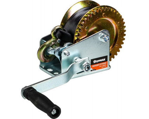 Лебедка ручная шестеренчатая ЕРМАК TRT 1101S (трос - ремень) 450кг, длина троса 8,5м 737-007