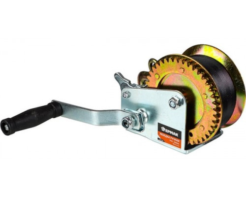 Лебедка ручная шестеренчатая ЕРМАК TRT 1101S (трос - ремень) 450кг, длина троса 8,5м 737-007