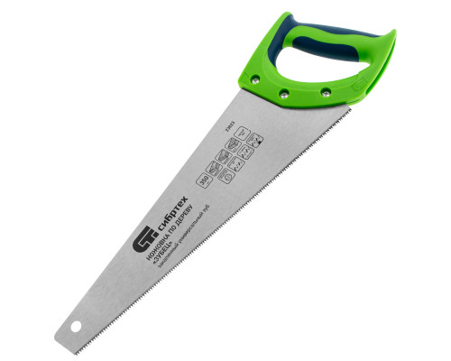 Ножовка по дереву СИБРТЕХ Зубец, 350 мм, 11 TPI, зуб 2D, калёный зуб 23823