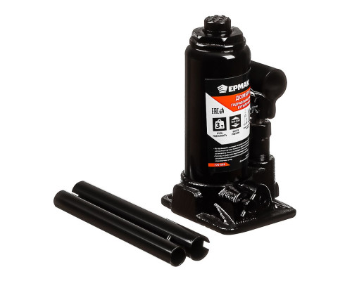 Гидравлический бутылочный домкрат ЕРМАК 3 т, в кейсе высота подъема 158-308 мм 770-069