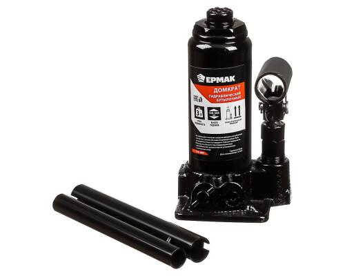 Гидравлический бутылочный домкрат ЕРМАК 3 т, в кейсе высота подъема 158-308 мм 770-069