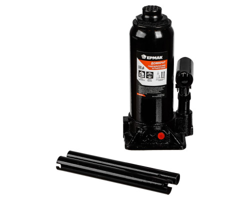Гидравлический бутылочный домкрат ЕРМАК 5 т, в кейсе, высота подъема 216-413мм 770-084