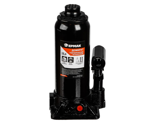 Гидравлический бутылочный домкрат ЕРМАК 5 т, в кейсе, высота подъема 216-413мм 770-084