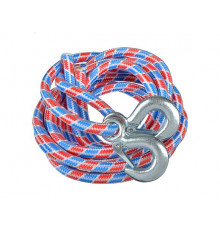 Буксировочный трос NEW GALAXY авиационный капрон 5 т, в пакете с 2 крюками, 5 м 773-023