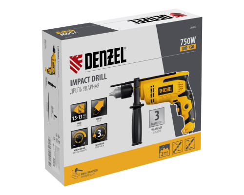 Дрель ударная Denzel IDD-750, 750 Вт 26310