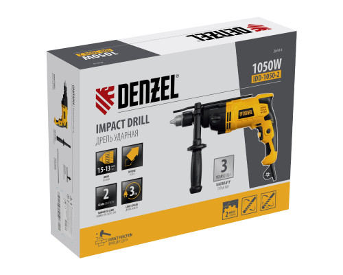 Дрель ударная Denzel IDD-1050-2 1050Вт, 2 скорости 26314
