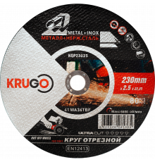Диск отрезной по металлу KRUGO 230х2,5х22,23 мм KQP23025