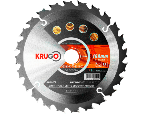 Пильный диск KRUGO 160x2,2/1,4x24Tx20 мм WA160024
