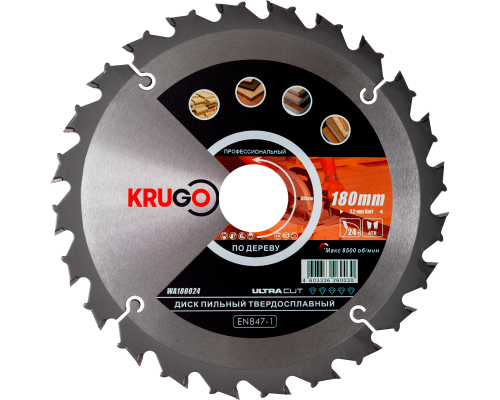 Пильный диск KRUGO 180x2,2/1,4x24Tx30 мм WA180024