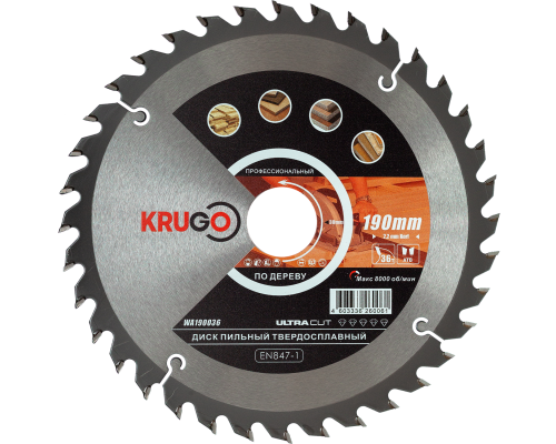 Пильный диск KRUGO 190x2,2/1,4x36Tx30 мм WA190036