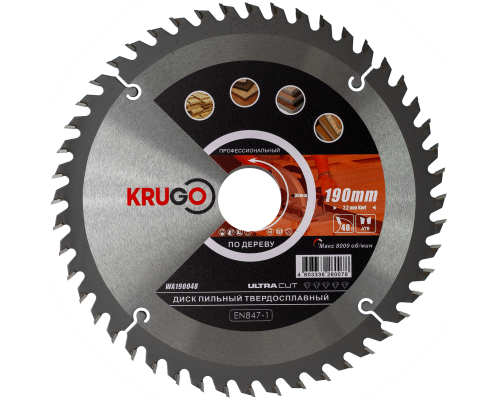 Пильный диск KRUGO 190x2,2/1,4x48Tx30 мм WA190048