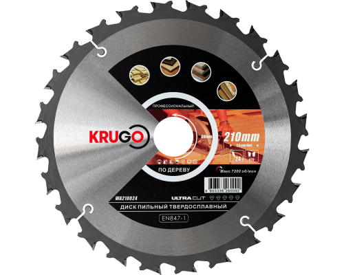 Пильный диск KRUGO 210x2,4/1,6x24Tx30 мм WA210024