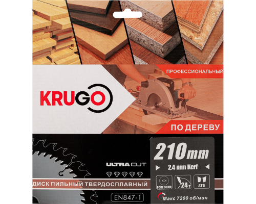 Пильный диск KRUGO 210x2,4/1,6x24Tx30 мм WA210024