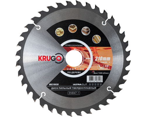 Пильный диск KRUGO 210x2,4/1,6x36Tx30 мм WA210036