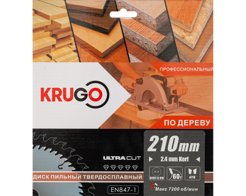 Пильный диск KRUGO 210x2,4/1,6x60Tx30 мм WA210060