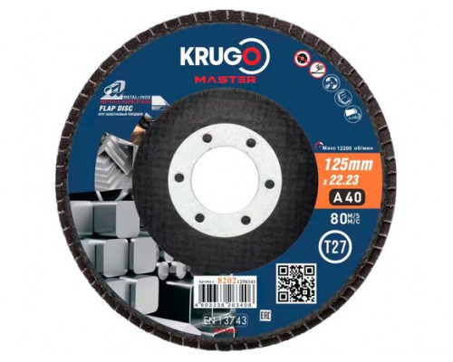 Круг лепестковый торцевой KRUGO MASTER 125х22.2 мм Р40 82021250341