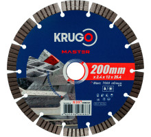 Диск алмазный Турбо сегментный KRUGO MASTER 200х2,4х25,4х10 мм 81072000269