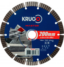 Диск алмазный Турбо сегментный KRUGO MASTER 200х2,4х25,4х10 мм 81072000269