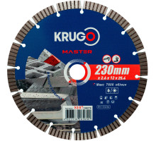 Диск алмазный Турбо сегментный KRUGO MASTER 230х2,6х25,4х10 мм 81072300270