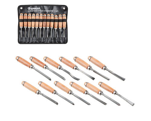 Набор фигурных стамесок ЕРМАК 12 шт. 667-001