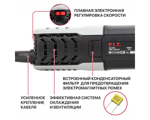 Шлифмашина угловая сетевая P.I.T. PWS125-C12