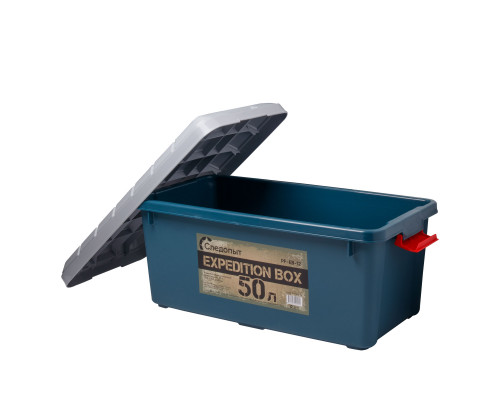 Ящик многофункциональный особопрочный СЛЕДОПЫТ Expedition Box, 50 л, 700х360х320 мм, зеленый/серый PF-EB-12