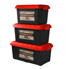 Набор ящиков Следопыт Expedition Box 30 л, 40 л, 50 л чёрный/красный PF-EB-02