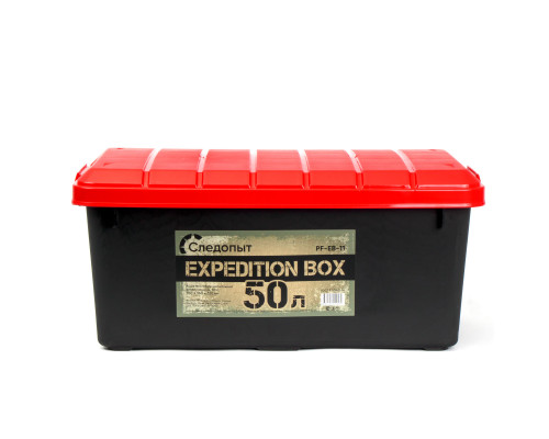 Ящик многофункциональный особопрочный СЛЕДОПЫТ Expedition Box, 50 л, 700х360х320 мм, черный/красный PF-EB-11