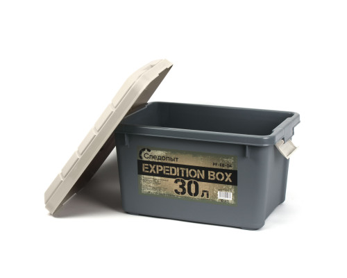 Ящик многофункциональный особопрочный СЛЕДОПЫТ Expedition Box, 30 л, 500х360х320 мм, графит/бежевый PF-EB-04