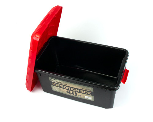Ящик многофункциональный особопрочный СЛЕДОПЫТ Expedition Box, 40 л, 600х360х320 мм, черный/красный PF-EB-08