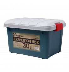 Ящик многофункциональный особопрочный СЛЕДОПЫТ Expedition Box, 30 л, 500х360х320 мм, зеленый/серый PF-EB-06