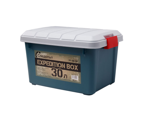Ящик многофункциональный особопрочный СЛЕДОПЫТ Expedition Box, 30 л, 500х360х320 мм, зеленый/серый PF-EB-06