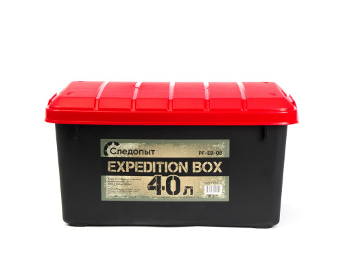 Ящик многофункциональный особопрочный СЛЕДОПЫТ Expedition Box, 40 л, 600х360х320 мм, черный/красный PF-EB-08